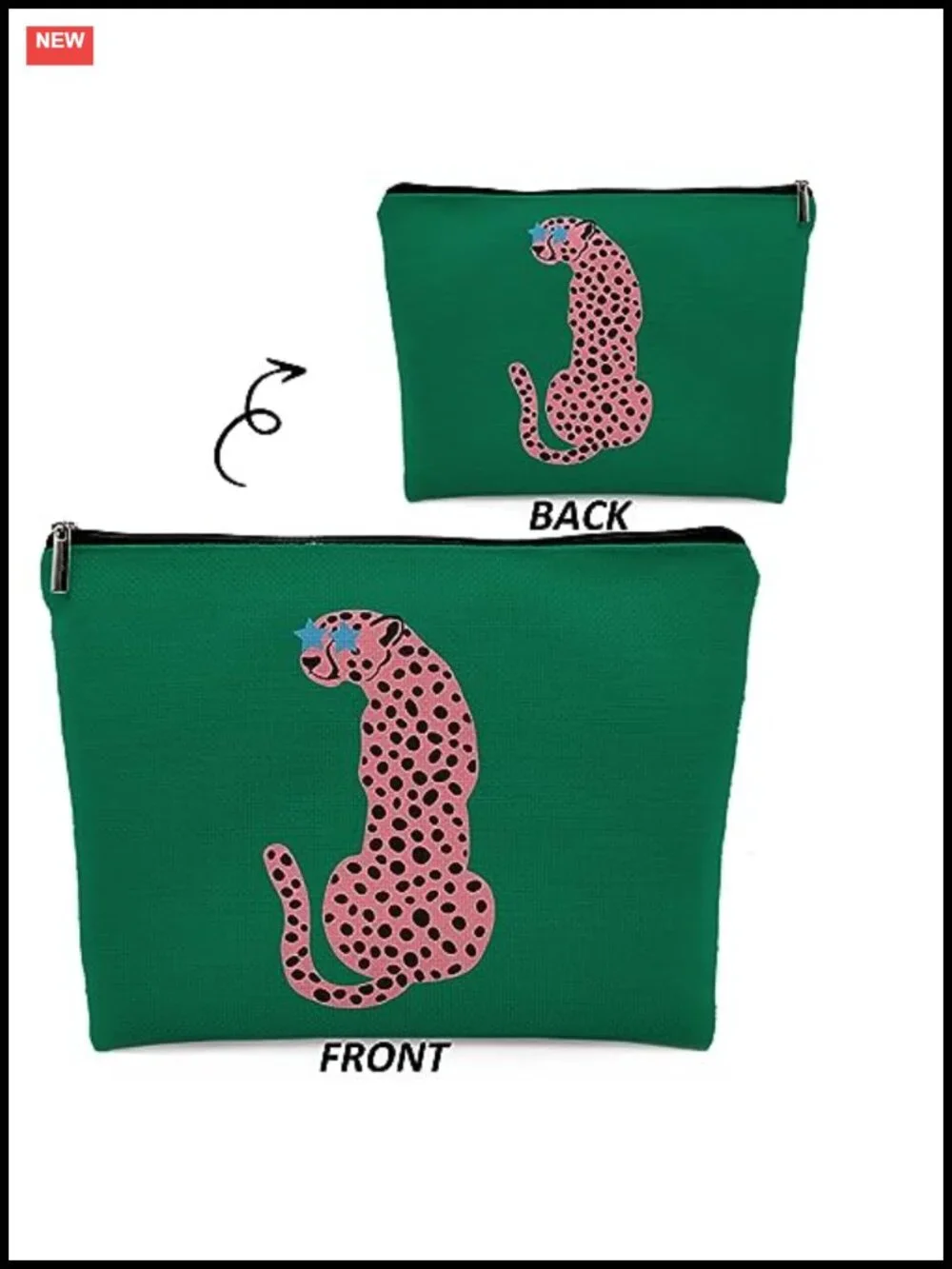 Leopard Print Cosmetic Bag Linen Makeup Organizer Pouch Travel